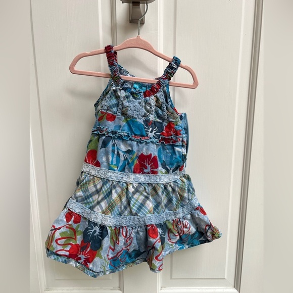 The Children’s Place 24M Patriotic Blue and Red Hibiscus Sun Dress - Picture 2 of 4